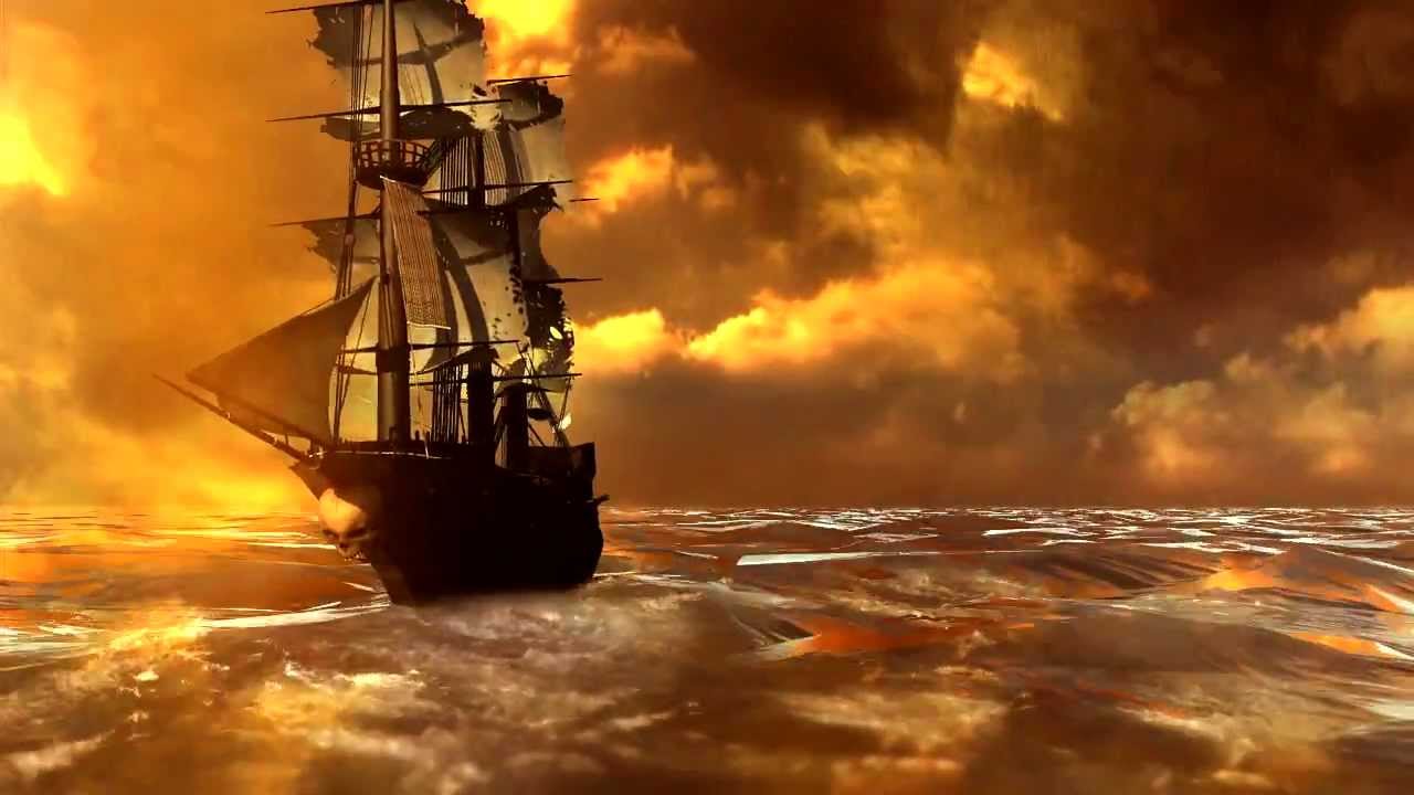 Pirate Ship on Stormy Sea