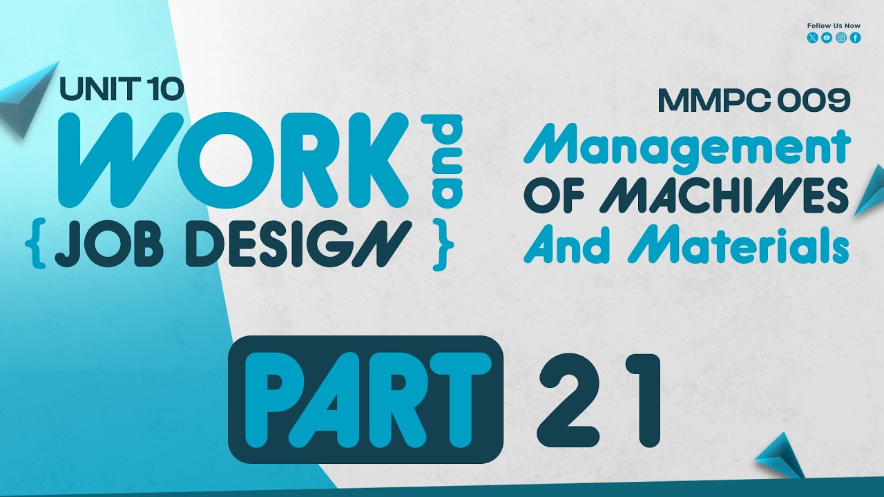 IGNOUMBA JOURNEY MMPC:009 MANAGEMENT OF MACHINES AND MATERIALS  | PART - 21 |
