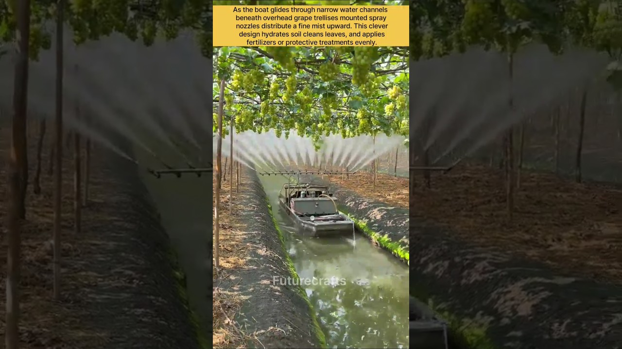 Smart Vineyard Farming Canal Spraying Boats in Action