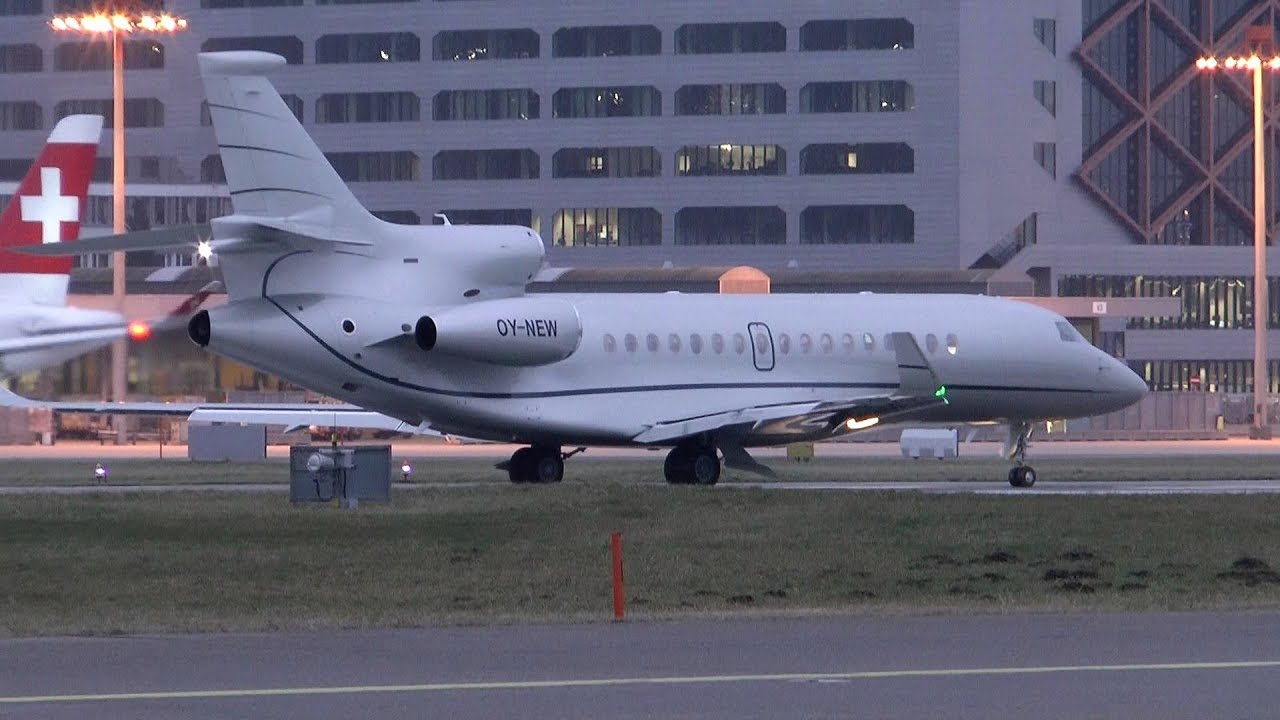 Brand New Dassault Falcon 8X OY-NEW takeoff at Zurich Airport
