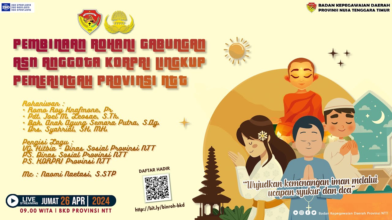 Part2: Pembinaan Rohani Gabungan ASN Provinsi NTT-26/04/2024 | Badan Kepegawaian Daerah Provinsi NTT
