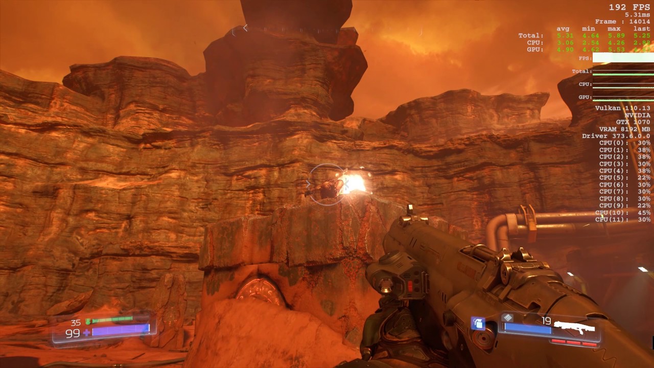 GTX 1070 + i7-5820k 1080p Ultra 144hz Gaming Doom