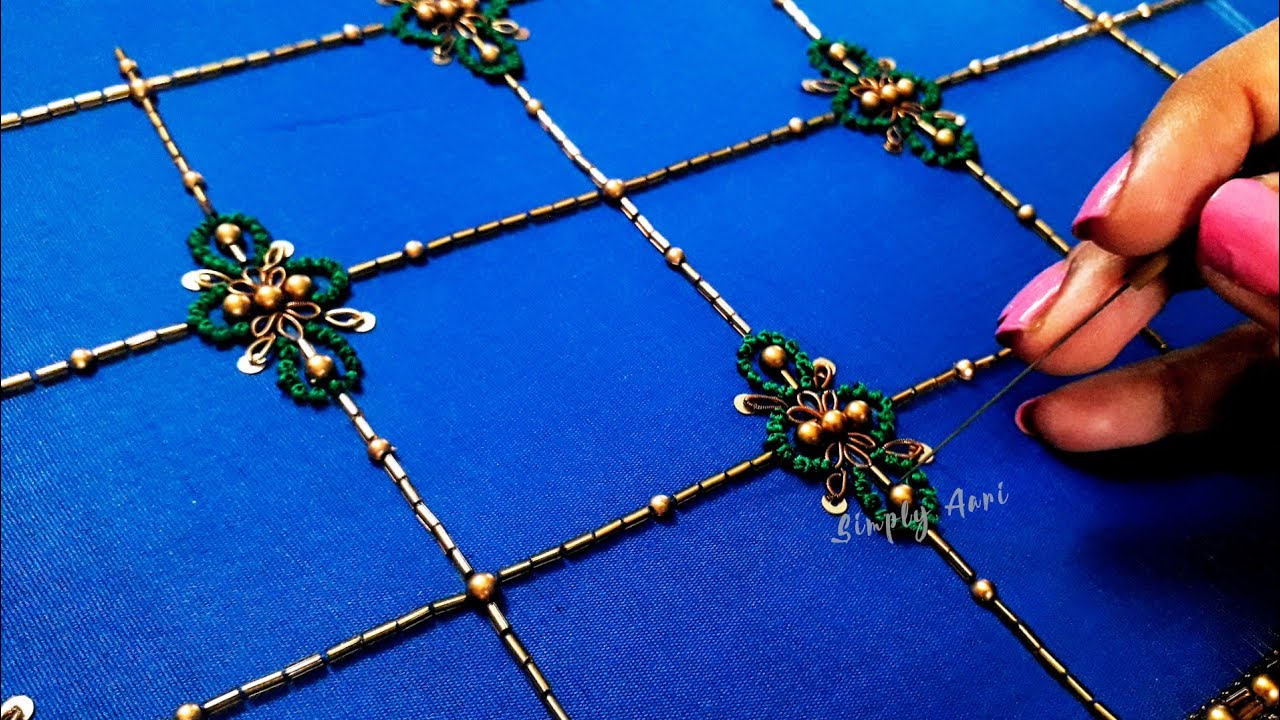Aari Work Blouse 86 | Trendy Checked Sleeve Design | Simply Aari