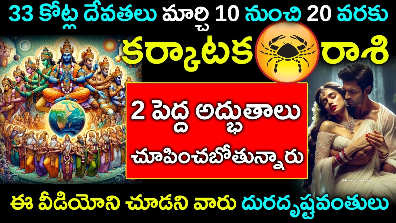 33 కోట్ల దేవతలు మార్చి 10 నుండి మార్చి 20 వరకు కర్కాటక రాశి వారికి 2 పెద్ద అద్భుతాలు జరగబోతున్నాయి..
