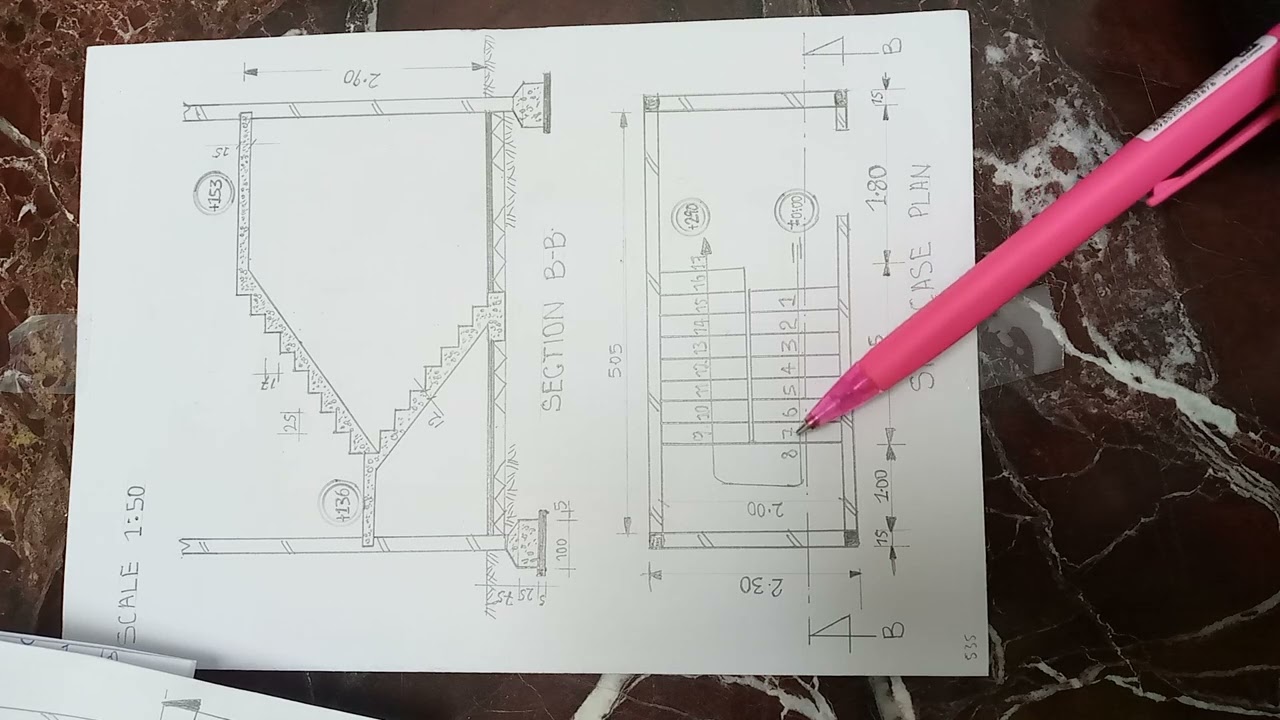 how to draw a staircase with a scale an levels