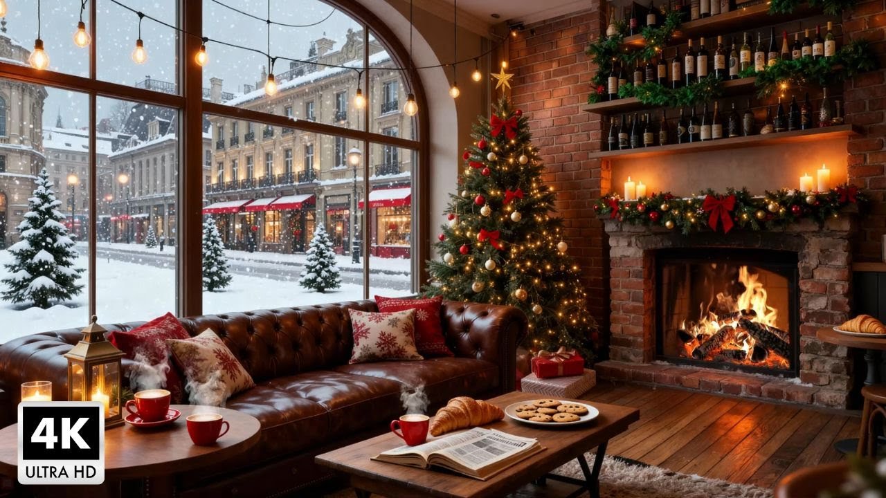 Прекрасное зимнее джаз-кафе ☃️ Нежная джазовая фоновая музыка и теплый камин для работы и учебы