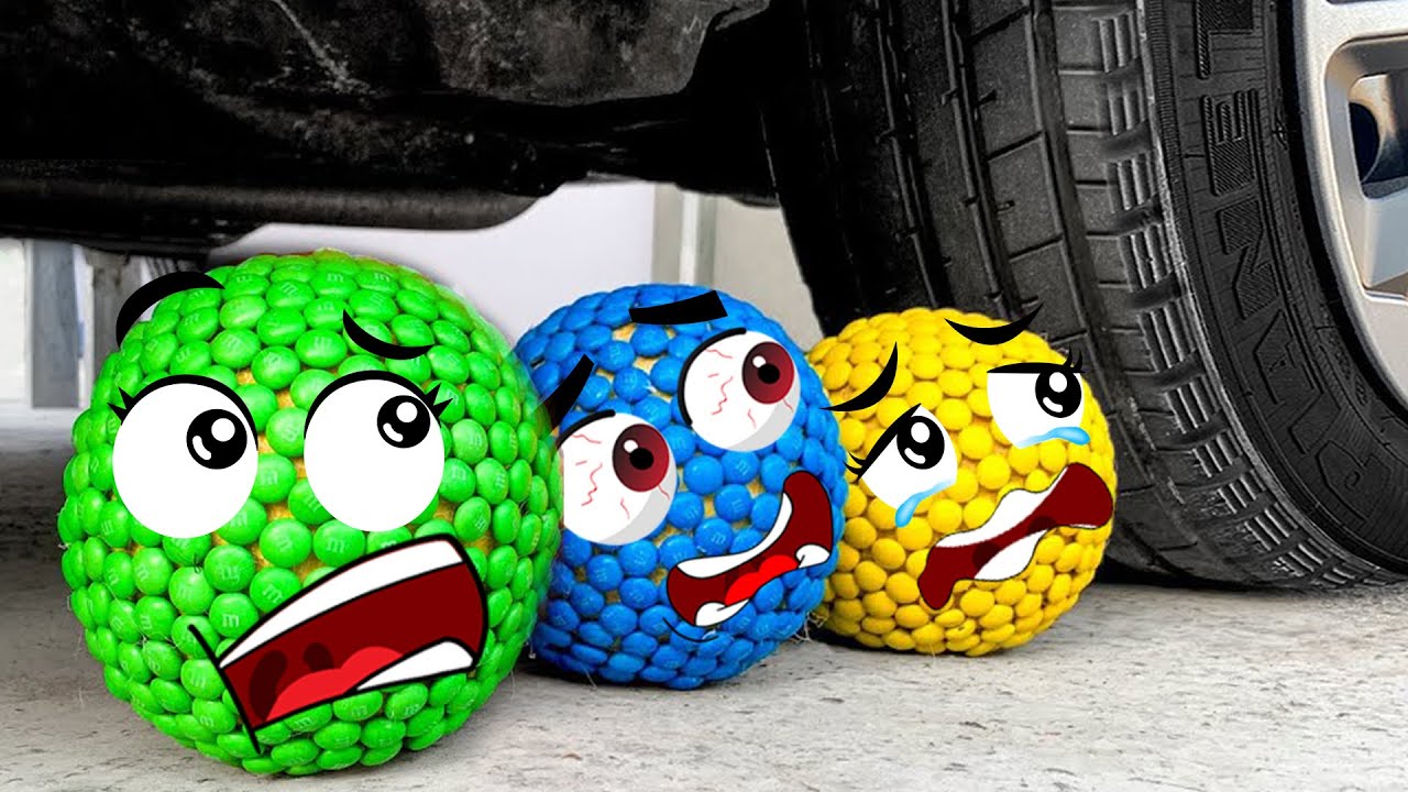 Crushing Crunchy & Soft Things by Car! - EXPERIMENT: Car vs M&M's, Corn, Pineapple | Woa Doodland