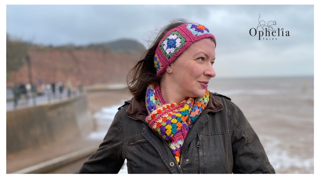 CROCHET GRANNY SQUARE HEADBAND // Scrap Yarn Crochet Project // Ophelia Talks
