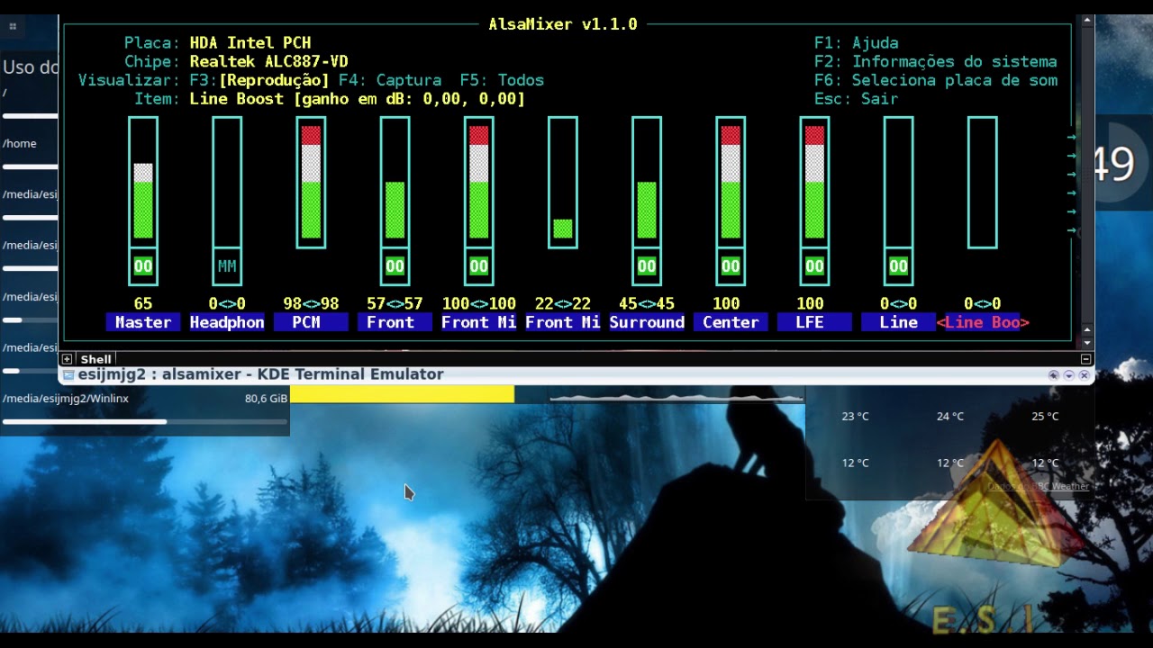 Alsamixer para Linux salvando as prefer&ecirc;ncias de &aacute;udio ajustadas
