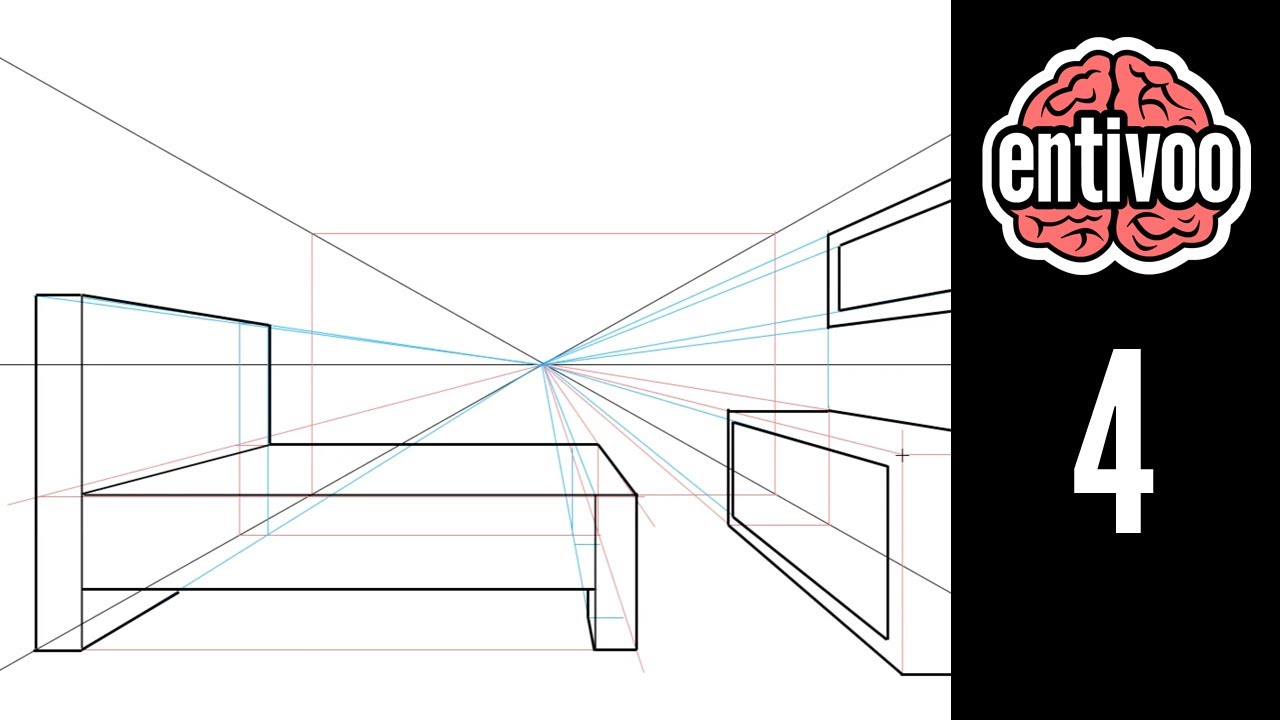 Dibuja un cuarto usando perspectiva a un punto de fuga