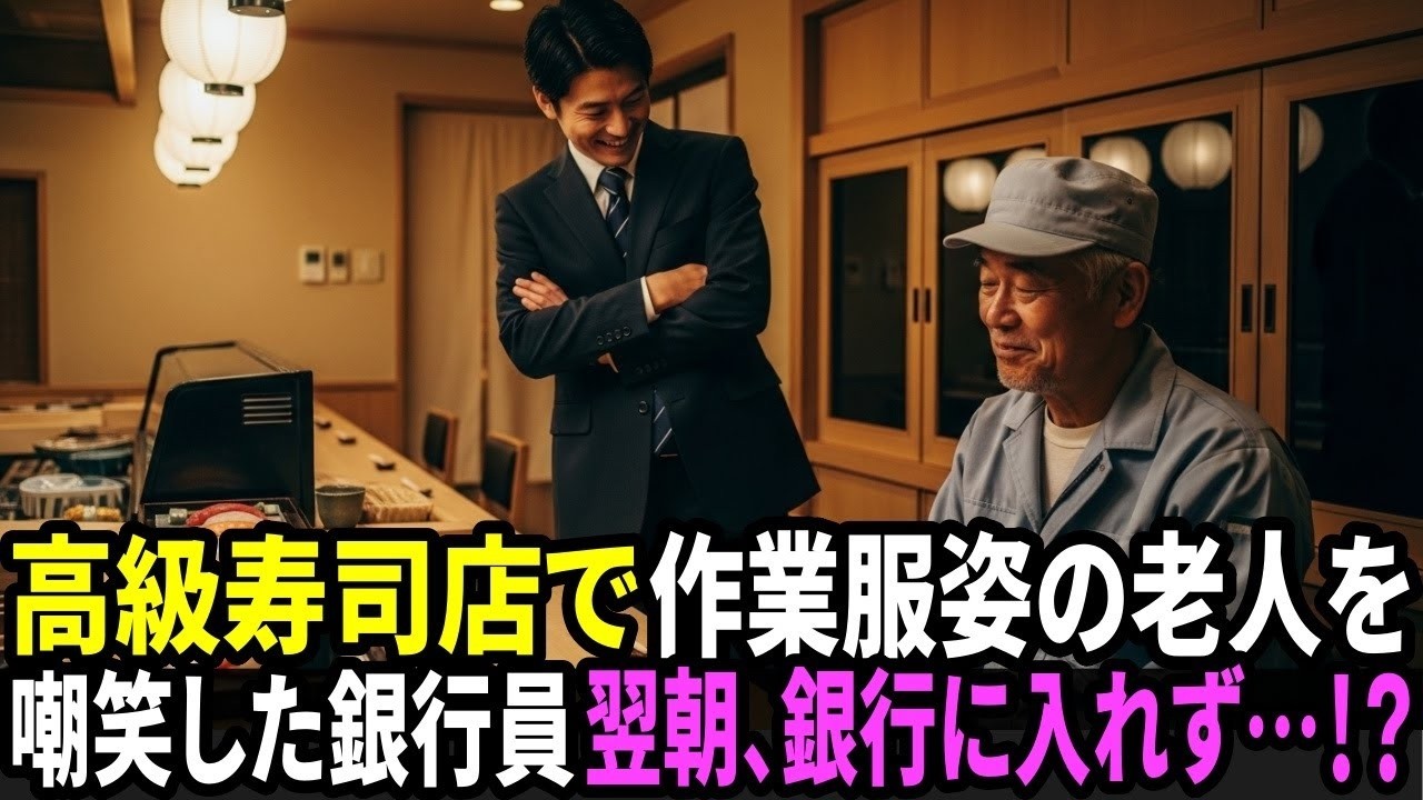 「作業服で寿司？場違いだな」高級寿司店で老人を嘲笑した銀行員→翌朝、“出社不可”に！？誰も気づかなかった男の正体とは