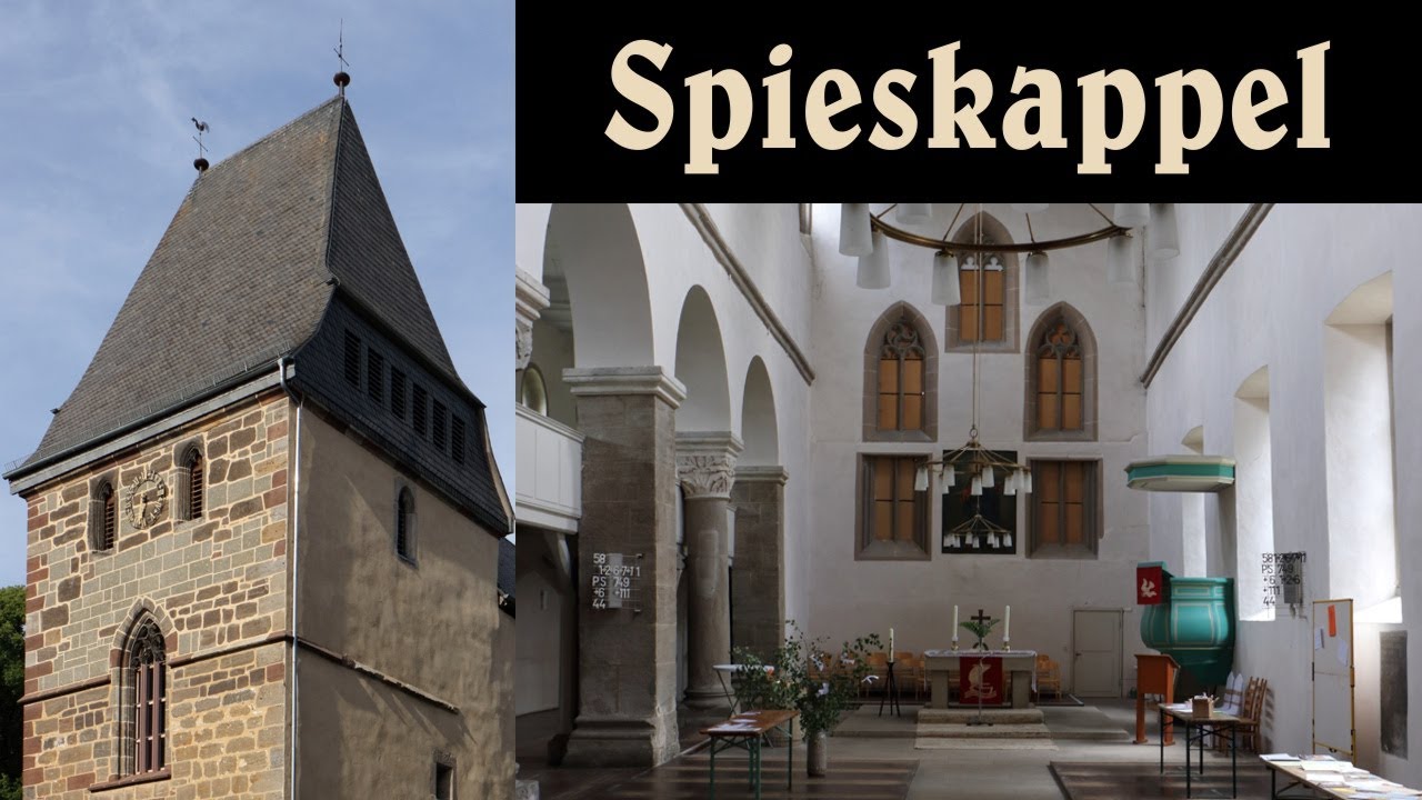 SPIESKAPPEL (HR), Evang. Johanneskirche - Barockglocke und Vollgeläut (Turmaufnahme)