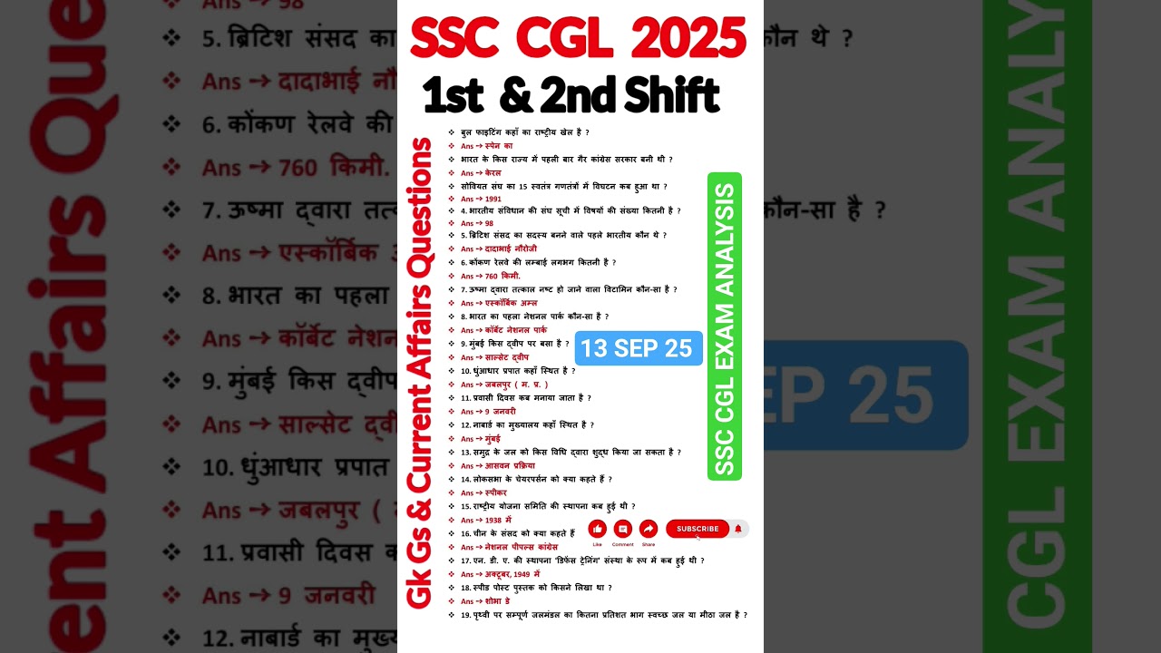 SSC CGL Exam Analysis 2025 | SSC CGL Full Question Answer Analysis | Ssc Cgl Question Answer Today |