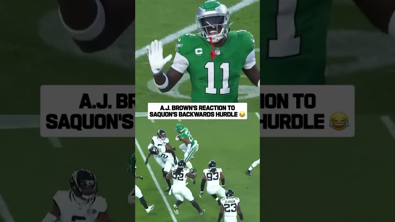 A.J. Brown&rsquo;s Reaction To Saquon&rsquo;s Backwards Hurdle 😂