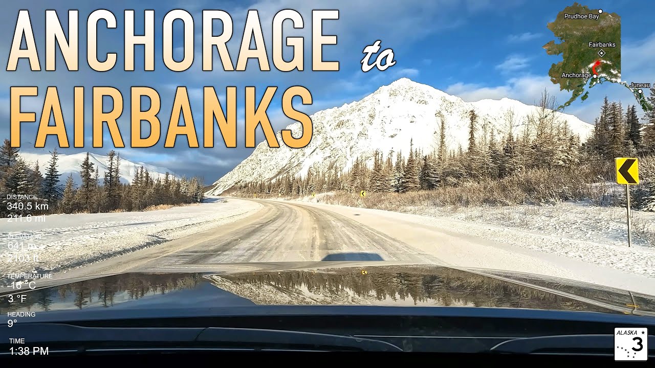 Anchorage to Fairbanks Real-Time Road Trip in 4K