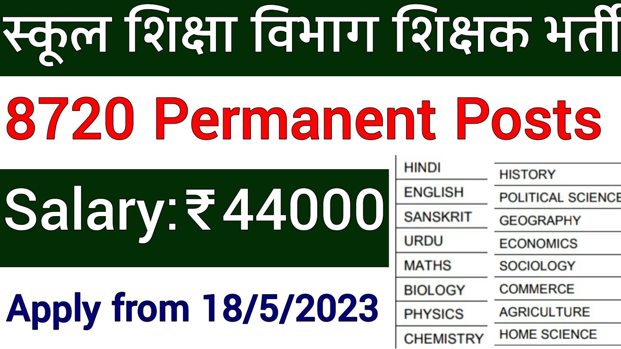 8720 GOVT PERMANENT POSTS TEACHER RECRUITMENT 2023 II SCHOOL EDUCATION DEPARTMENT TEACHERS VACANCY