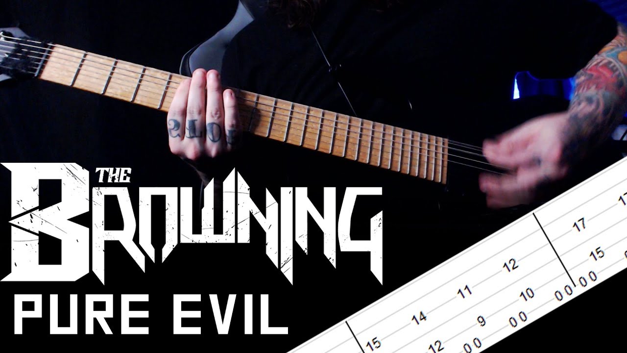 The Browning - Pure Evil - Guitar play through - TABS on screen