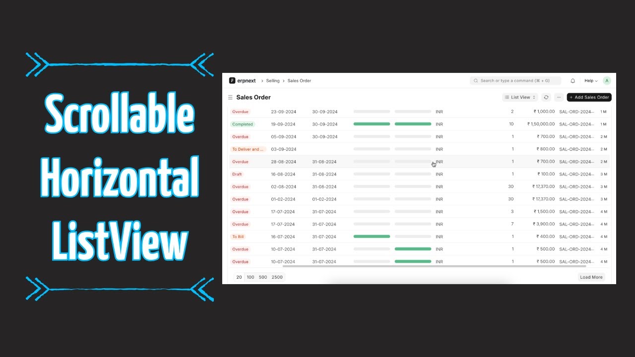 Scrollable Horizontal ListView | Frappe | ERPNext