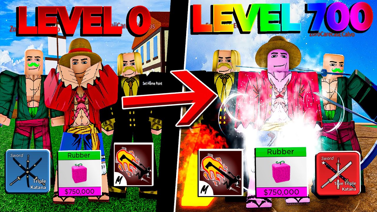 OS MUGIWARAS UPARAM DO 1 AO 700 NO BLOX FRUITS! - ROBLOX
