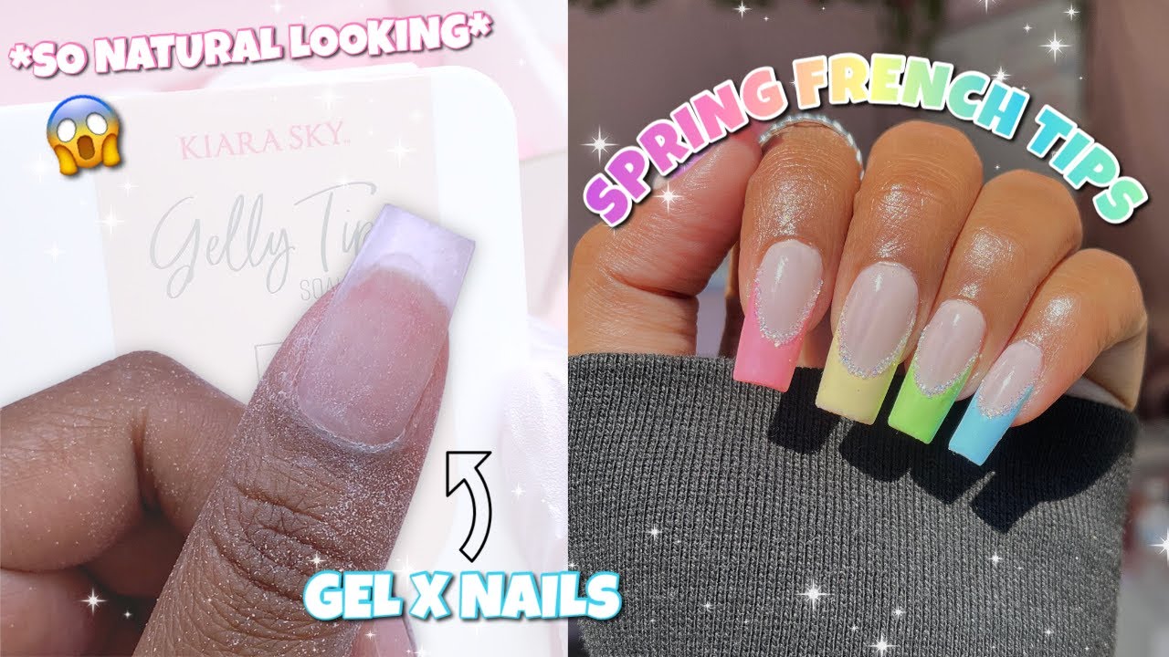 TRYING KIARA SKY GELLY GEL X TIPS!✨ SHORT SPRING FRENCH TIPS | $200 KIARA SKY NAIL HAUL