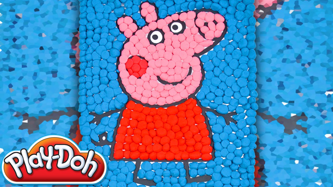 How To Make Peppa Pig Mosaic using Play Doh Dippin' Dots Peppa Pig Coloring Pages Learn Colors