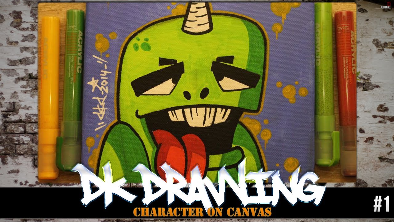 How to draw a graffiti character on canvas #1