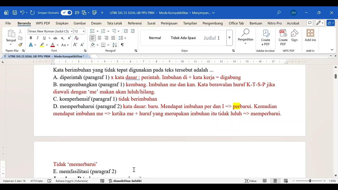 Strategi Kuasai Pemahamaan Bacaan Menulis UTBK-PBM SIG 23 PART 1