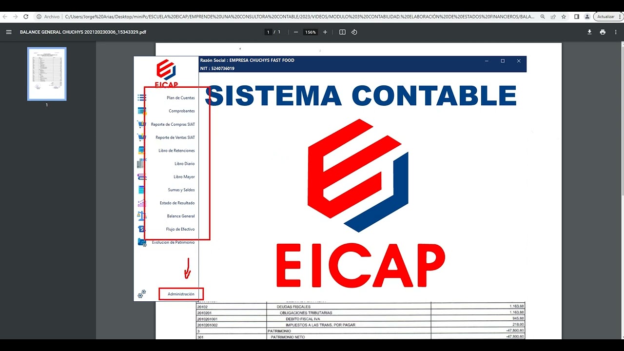 Como crear la empresa y registrar datos en el Sistema Contable EICAP