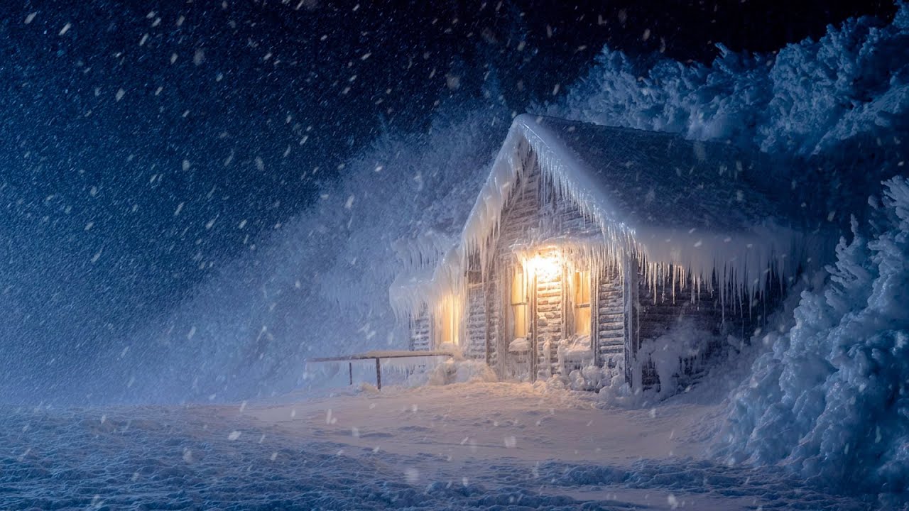 Winter Forest Blizzard Ambience | Cozy Cabin Retreat Snow & Wind Sounds | No Music Sleep