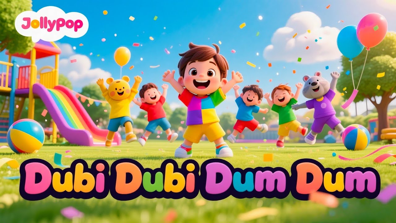 Dubi Dubi Dum Dum 🎶😄 Fun Dance Song for Kids | Jollypop Nursery Rhymes 🌈🧸
