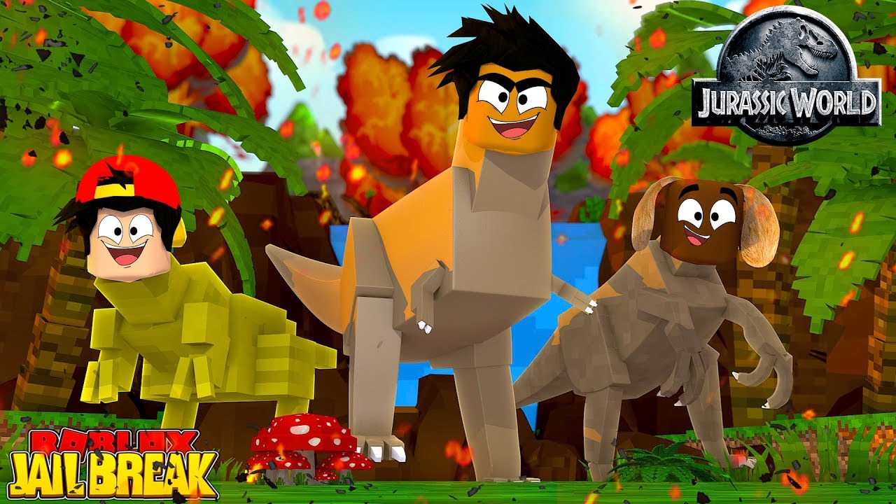 ROBLOX JAIL BREAK JURASSIC WORLD - VISCIOUS DINOSAURS BREAK OUT OF THE JAIL!!