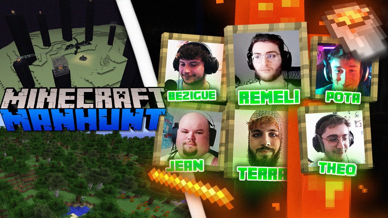 VOD // Manhunt Minecraft - Terracid, Potatoz, Theorus, Remli, Jean, Bezigue