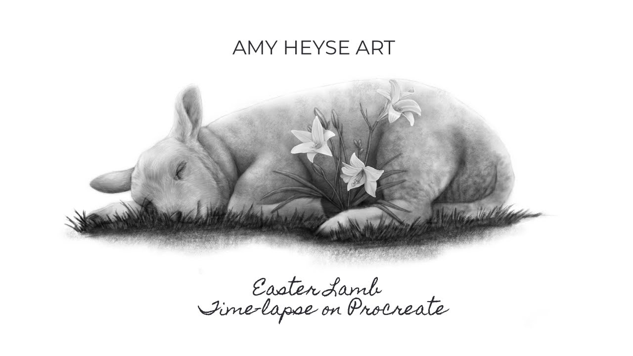 Easter Lamb Time-lapse Drawing created on Procreate