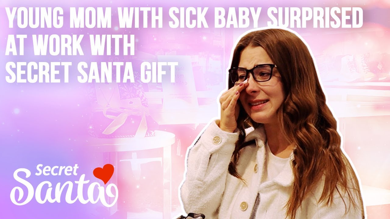Young mom with baby needing heart transplant surprised at work with gift from a Secret Santa