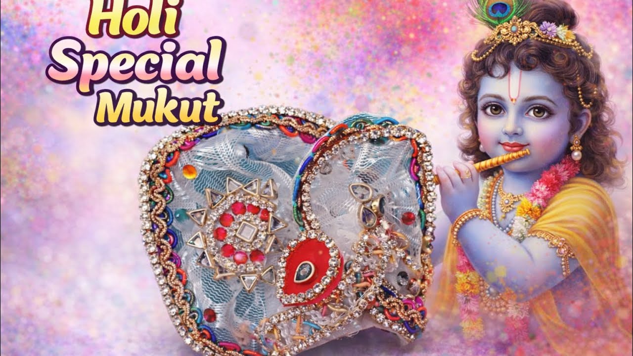 Holi Special Mukut 💛 Kanha Ji ke liye Beautiful Designer Mukut | Handmade Festival Special