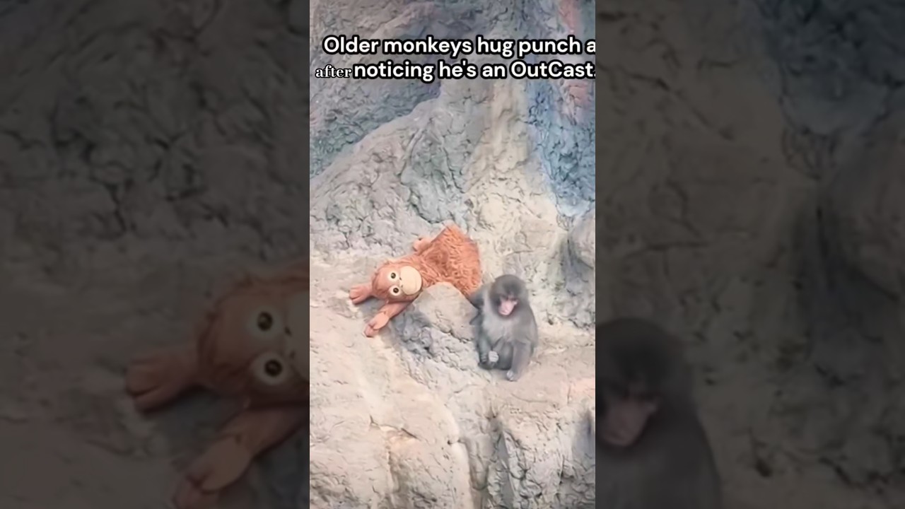 At Ichikawa City Zoo, a small baby Monkey Punch🐒 #viral #japan #viralvideo #babyanimals #shorts