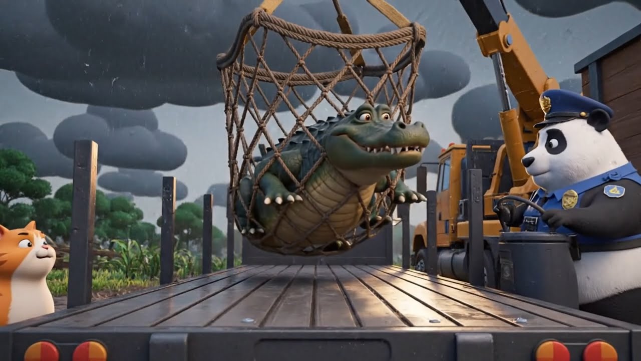 Mama Cat Saves the Farm! Flooded Alligator Escapes & Panda Police Rescue | Farm Adventure Story