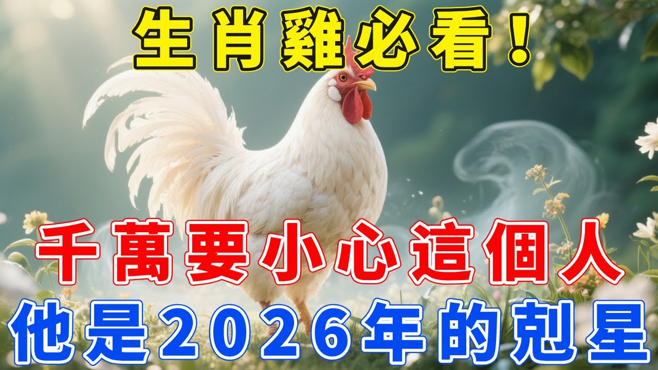 生肖雞必看！千萬要小心這個人！他是2026年的剋星！遇見了最好遠離！否則會影響自己的運勢！【福慧生肖】#生肖 #運勢 #風水 #財運 #命理