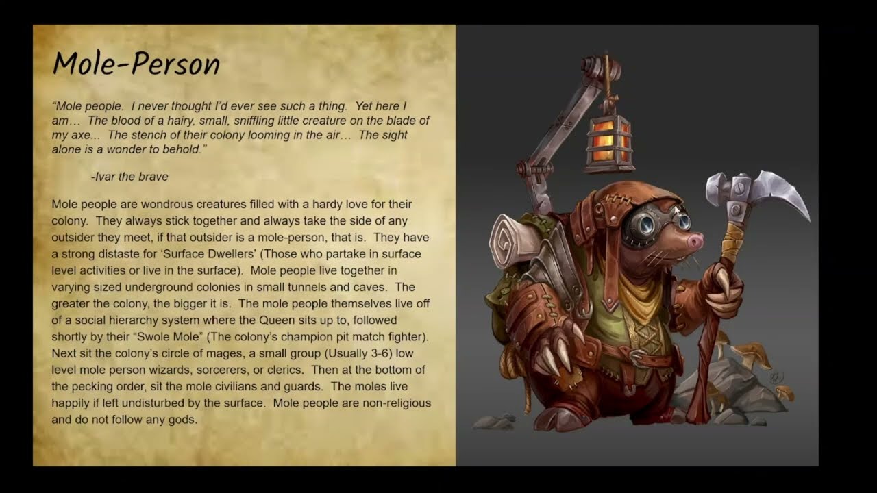 Mole-Person Playable Race DnD Homebrew Showcase