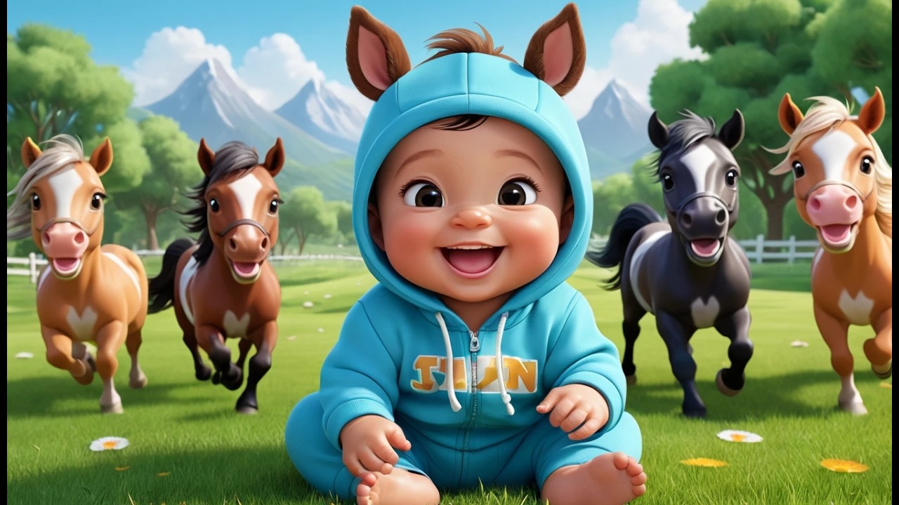 Six Little Horses Gallop Fast | Popular Nursery Rhyme | Educational Kids Songs