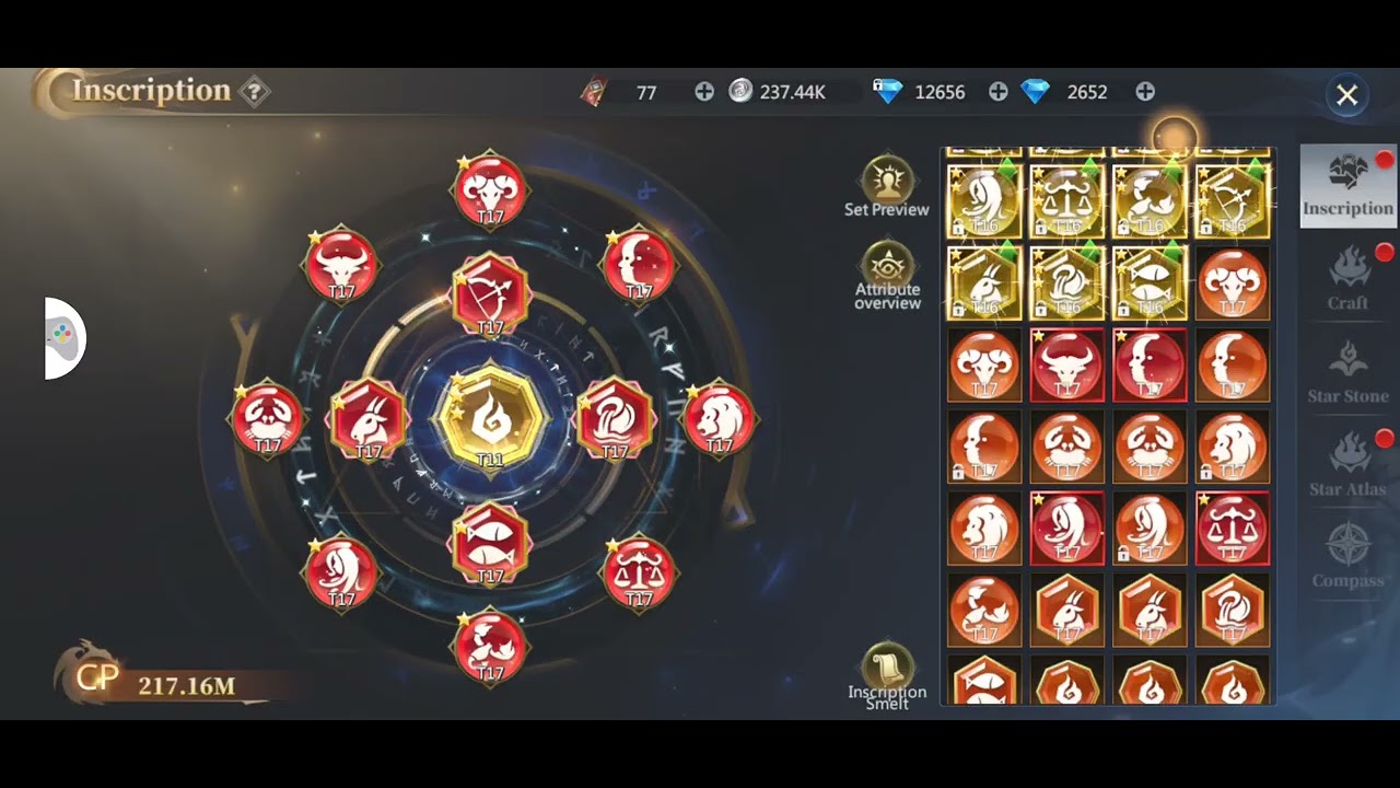 Activation of the Inscriptions without wearing gold items for the tier 17,keep it up for any lv🥰