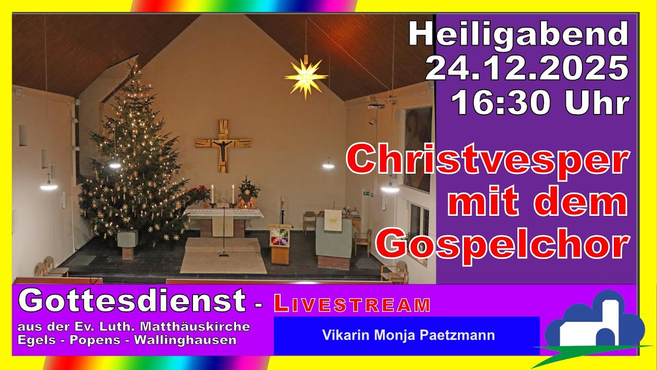 Gottesdienst am Heiligabend (24.12.2025) (Christvesper) um 16:30 Uhr