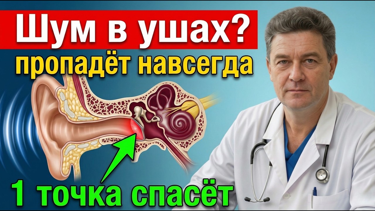 ШУМ В УШАХ ПРОПАДЕТ НАВСЕГДА! Слух будет острым как в 20 лет, одна точка поможет!