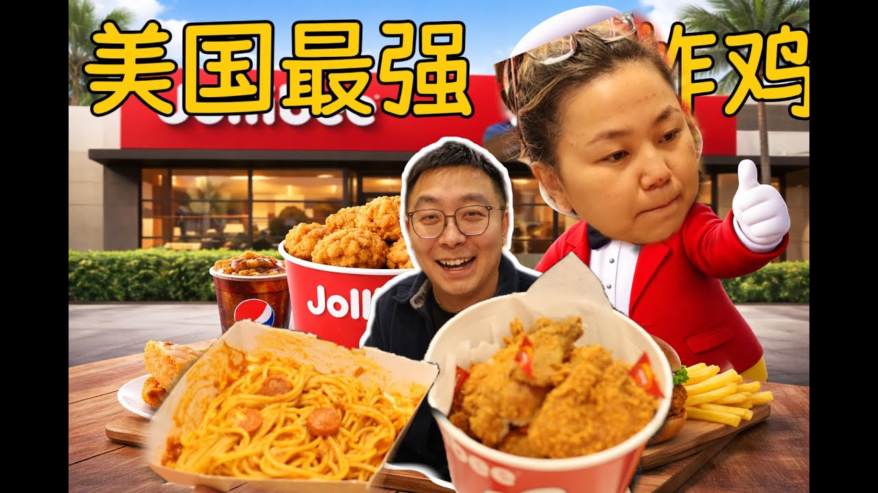 美国人也疯狂的菲律宾炸鸡？第一次吃 Jollibee 真实测评｜First Time Trying Jollibee in USA (Under 100 chars)