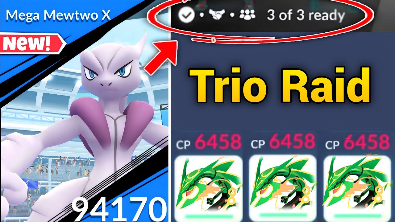 Mega Mewtwo X Trio Raid with 0 sec. Left | Mega Mewtwo Super Mega Trio Raid Pok&eacute;mon Go.