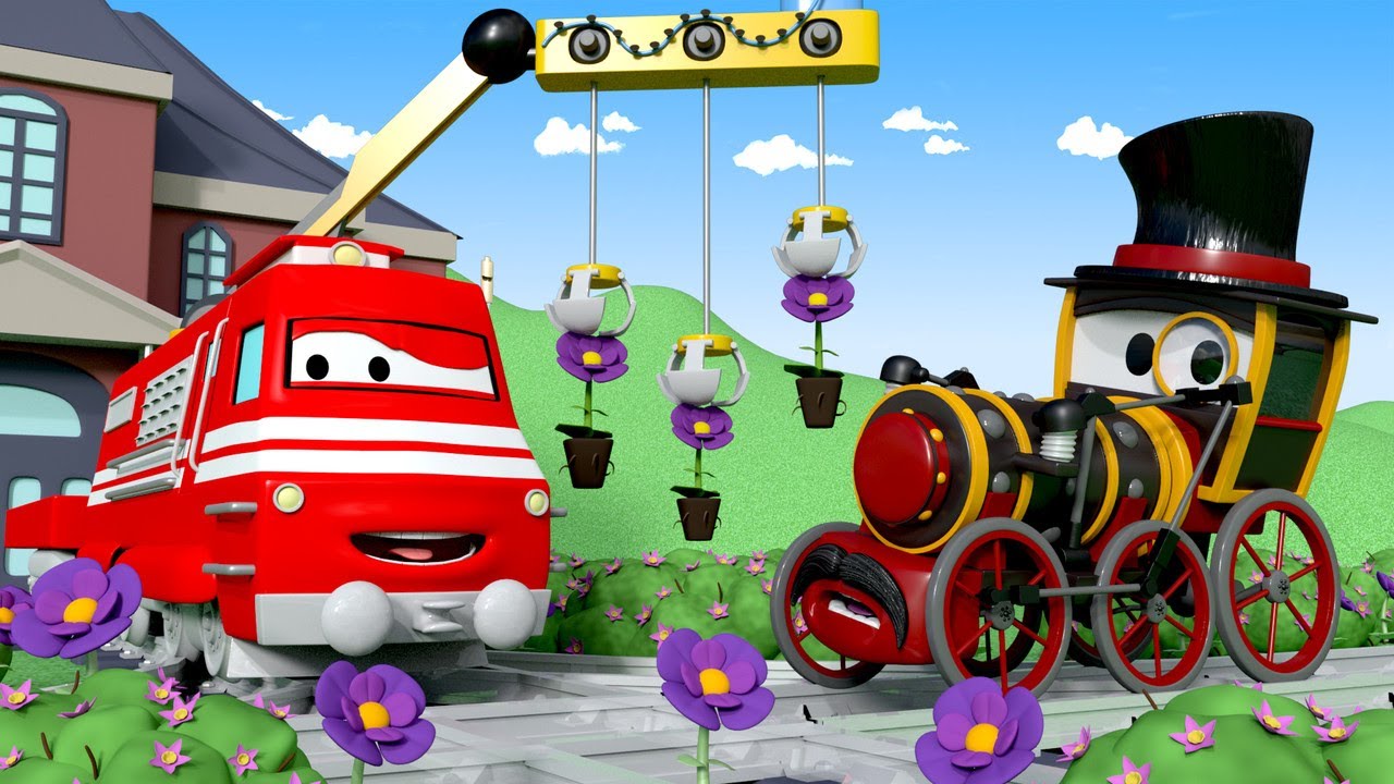 Vláčky pro děti - Zahradnický vlak Troy se seznámí s Lordem Byronem - Vláček Troy ve Městě Aut 🚄