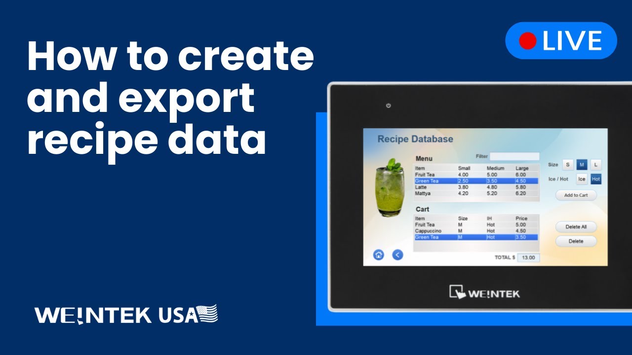 Weintek Live! How to create and export recipe data