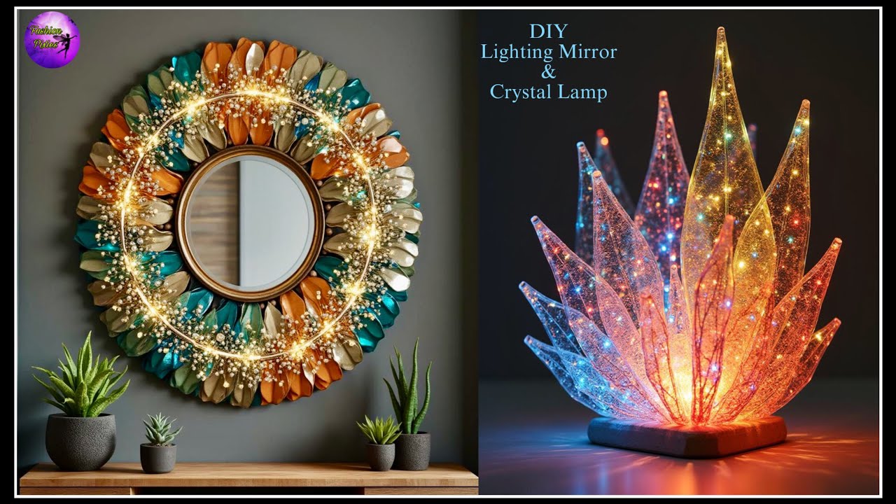 DIY Glam Wall Mirror & Crystal Table Lamp ✨ Luxury Home Decor  2026 | Decor  Pixies