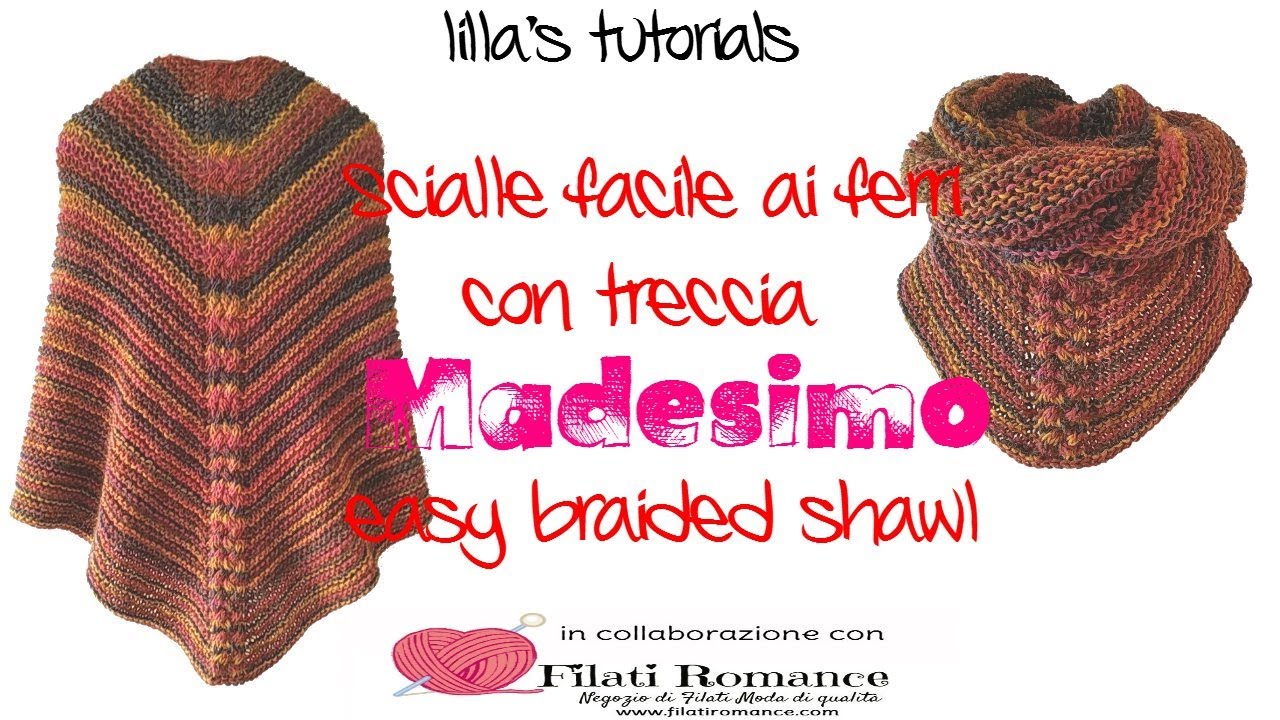 lilla's tutorials: scialle ai ferri facile con treccia  / Easy knitted cabled shawl (English sub)