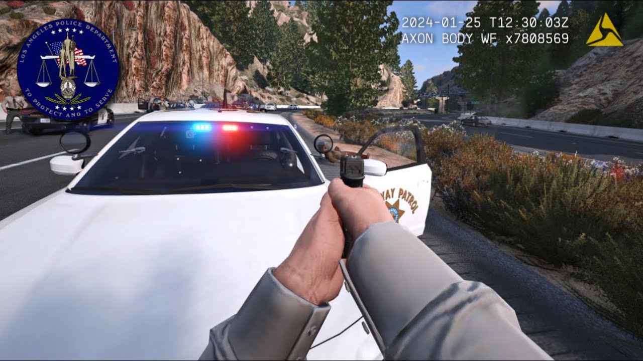 [NO COMMENTARY] 8K GTA V LSPDFR - CHP: HIGHWAY CHASE, PURSUIT IN PROGRESS & SHOOTING!